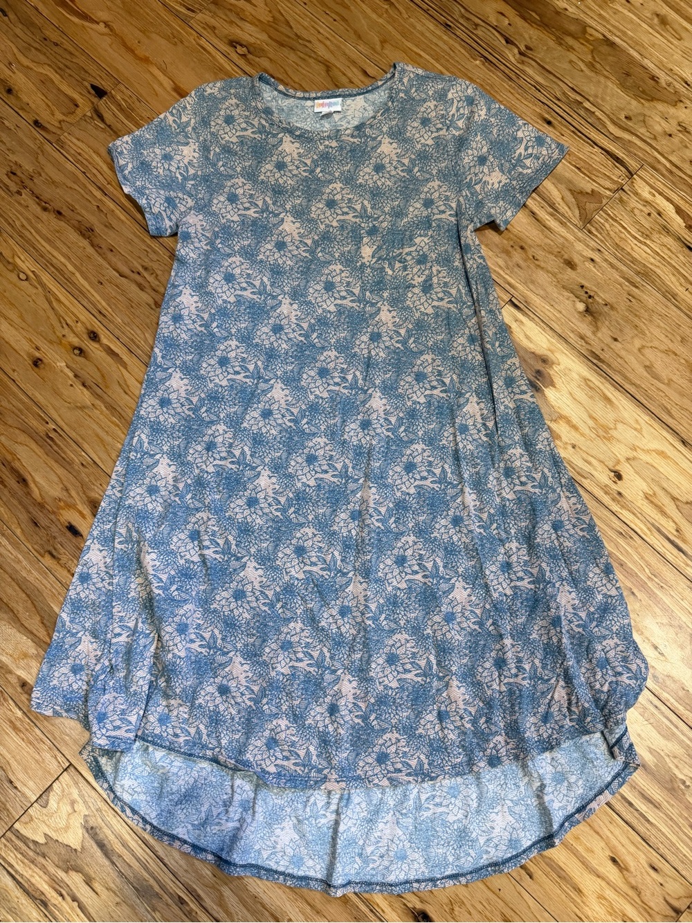 LuLaRoe Blue and Cream Floral Kids Dress